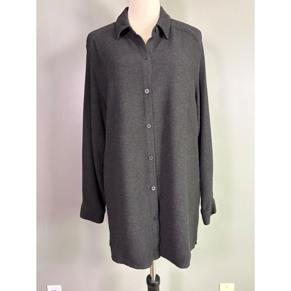 Eileen Fisher Tops - Vintage Eileen Fisher Waffle Button Down Shirt L Wool Blend Lagenlook Capsule